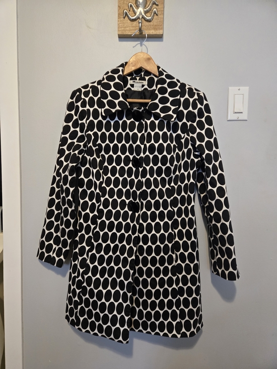 Peter Nygard Jackets & Blazers - Peter Nygard Black and White Polka Dot Trench Coat